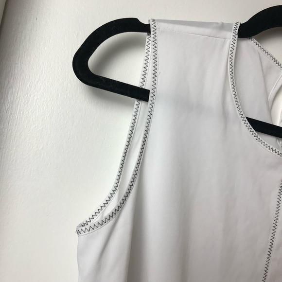 Calvin Klein White silky Tank Blouse Top trimmed in black thread Size S New - Picture 5 of 13